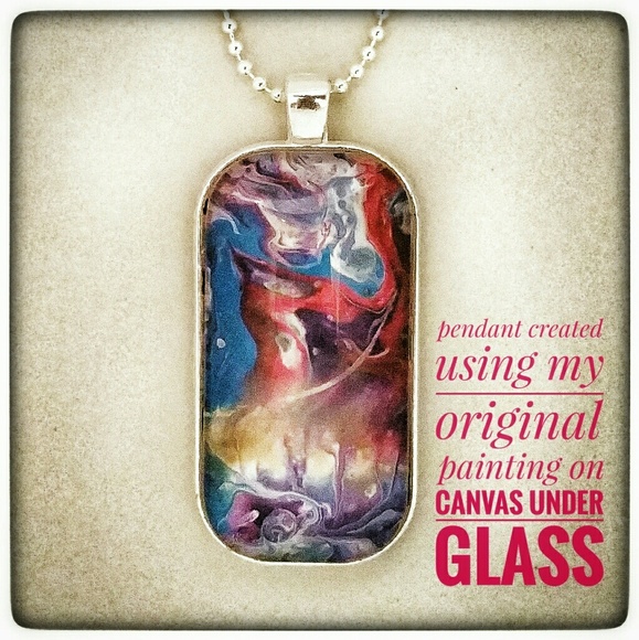 Artistic Pendant - painting on canvas under glass - Picture 1 of 3